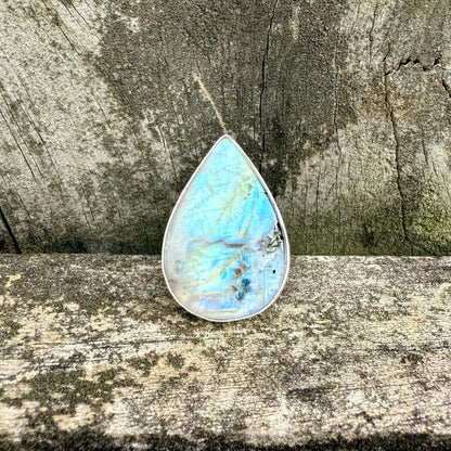 Rainbow Moonstone Teardrop Ring