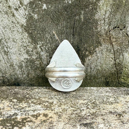Rainbow Moonstone Teardrop Ring
