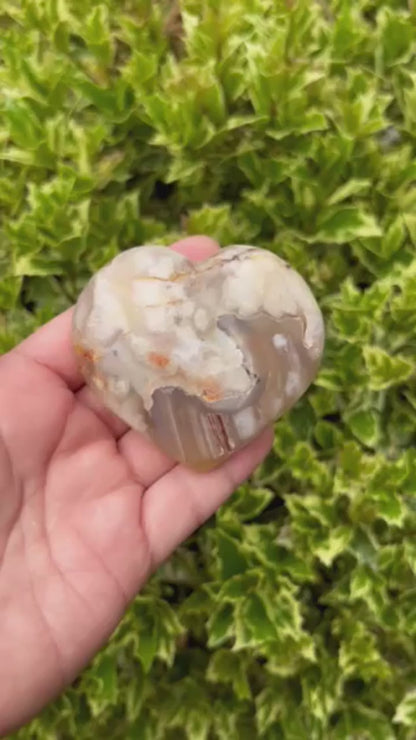 Flower Agate Puffy Heart CC-014-J