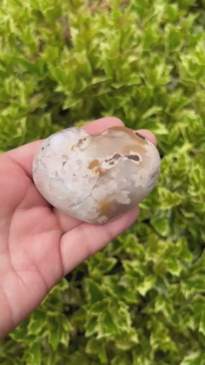 Flower Agate Puffy Heart CC-014-F