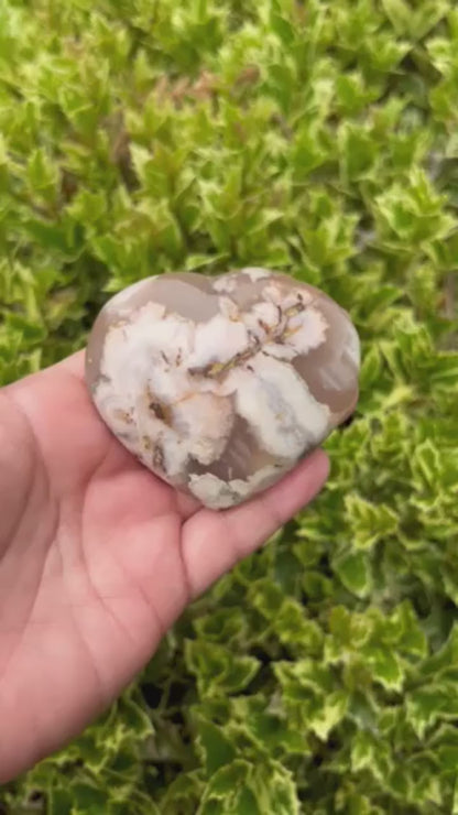 Flower Agate Puffy Heart CC-014-B