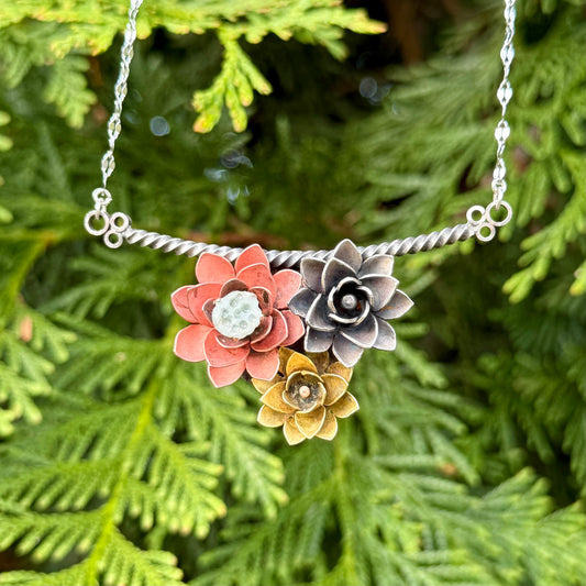 Lotuses in Bloom Pendant Necklace