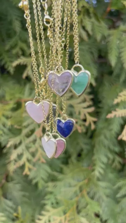 Lapis Lazuli Faceted Heart Pendant Necklace GN-016-D