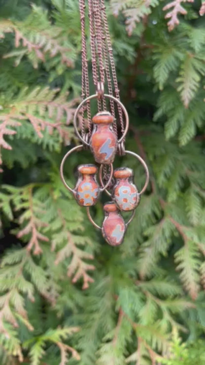 Tibetan Agate Jar Vase Antiqued Copper Pendant Necklace EP-010-A