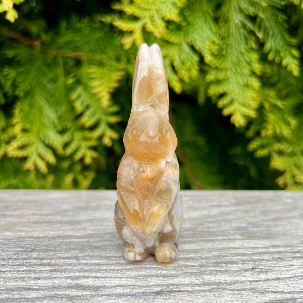 Flower Agate Bunny Totem Figurine CC-001-C