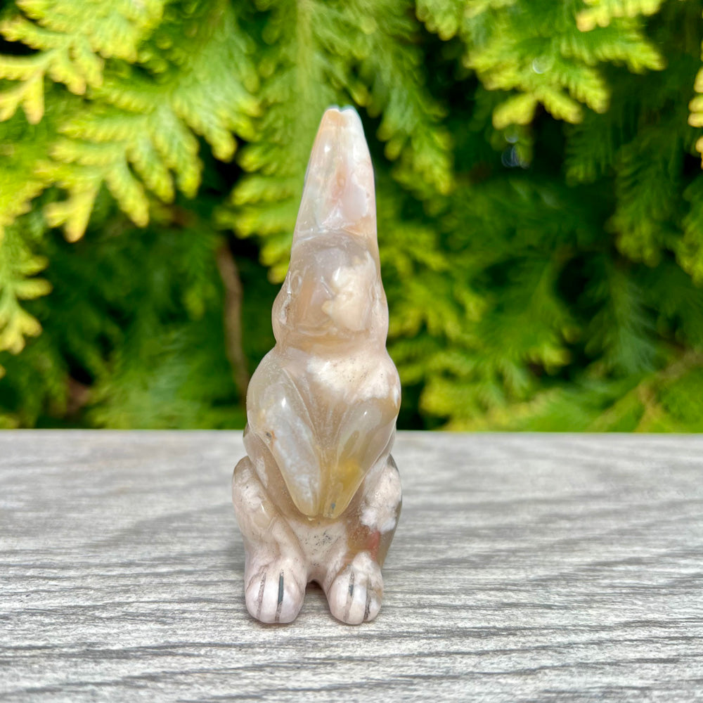 Flower Agate Bunny Totem Figurine CC-001-I