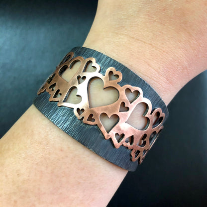 Lots of Love Heart Cuff Bracelet