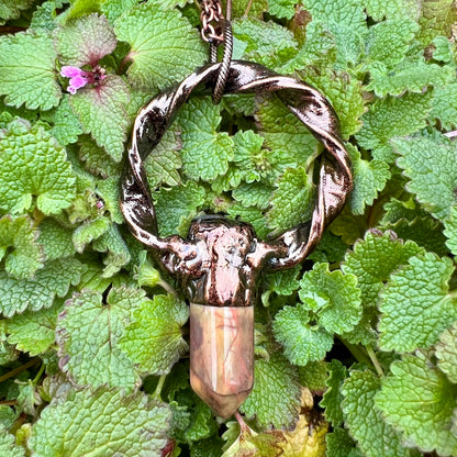 Ocean Jasper Point Ribbon Twist Statement Antiqued Copper Pendant Necklace EP-003-C