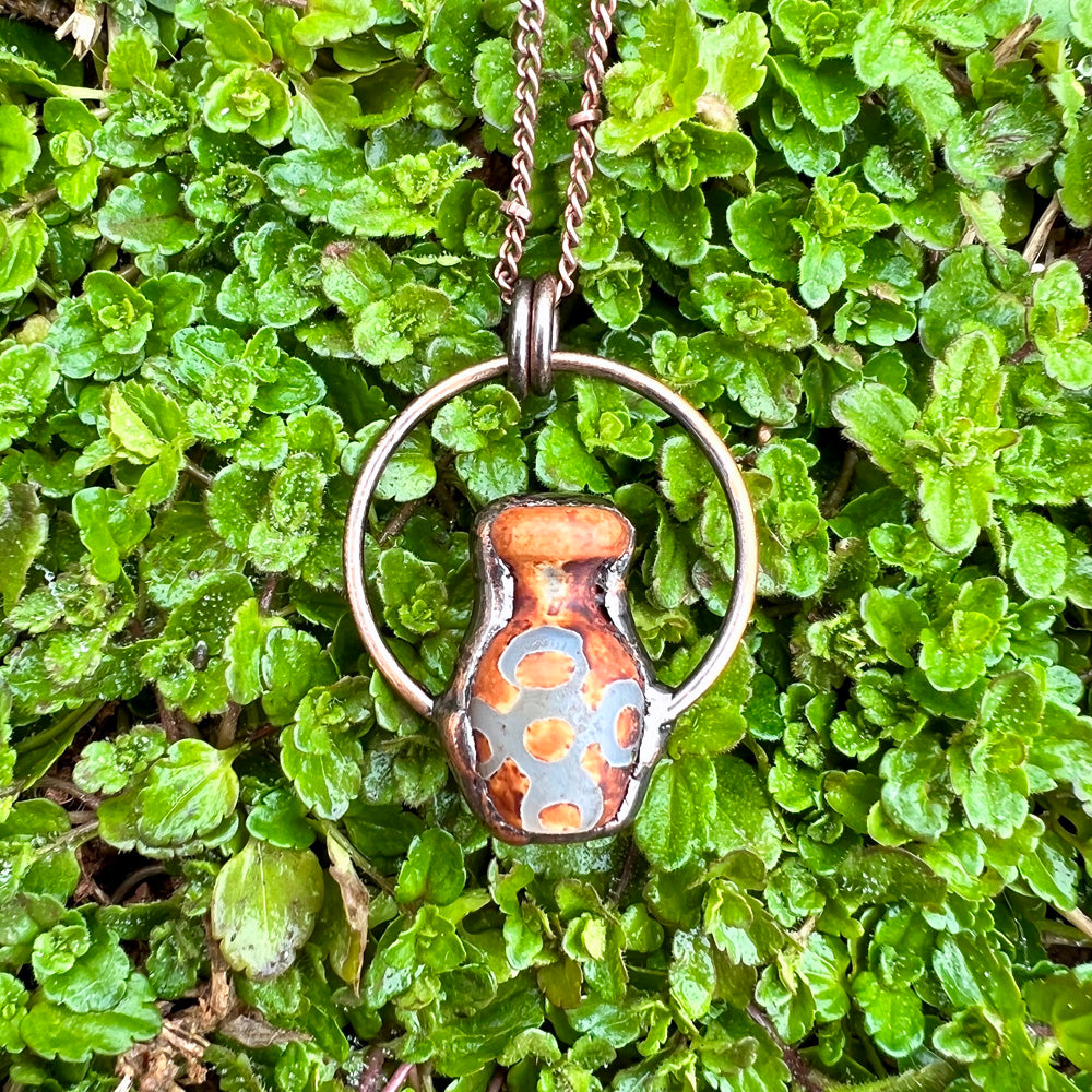 Tibetan Agate Jar Vase Antiqued Copper Pendant Necklace EP-010-B