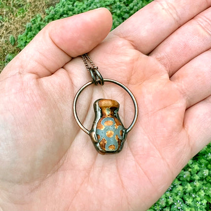 Tibetan Agate Jar Vase Antiqued Copper Pendant Necklace EP-010-B