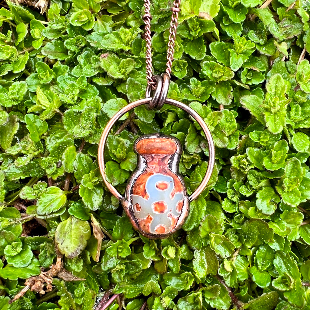 Tibetan Agate Jar Vase Antiqued Copper Pendant Necklace EP-010-C