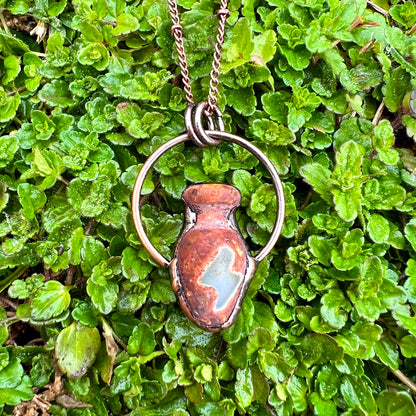 Tibetan Agate Jar Vase Antiqued Copper Pendant Necklace EP-010-D