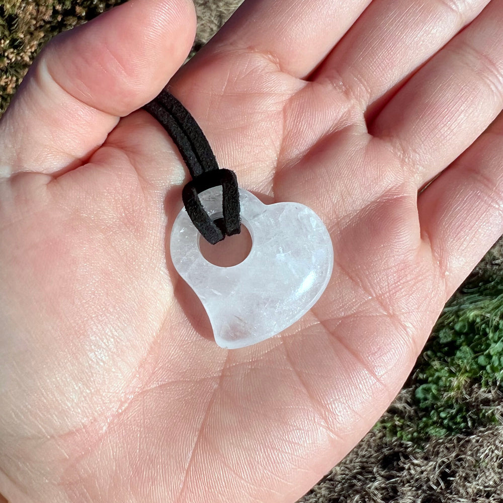 The Price of Love Rock Quartz Heart Pendant Necklace GN-015-C