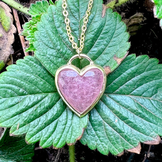 Strawberry Quartz Faceted Heart Pendant Necklace GN-016-A