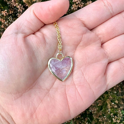 Amethyst Faceted Heart Pendant Necklace GN-016-B