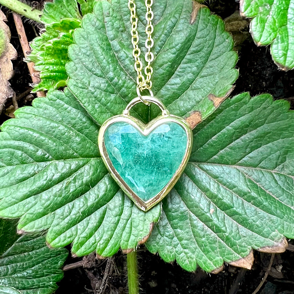 Large Green Aventurine Heart Necklace, Gold Gemstone Necklace, Layerin –  Ewelina Pas Jewelry