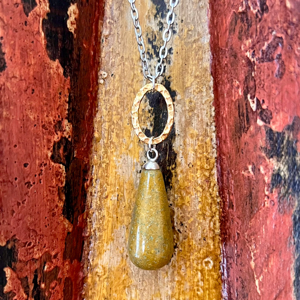 Fancy Jasper Gemdrop Pendant Necklace GN-018-T