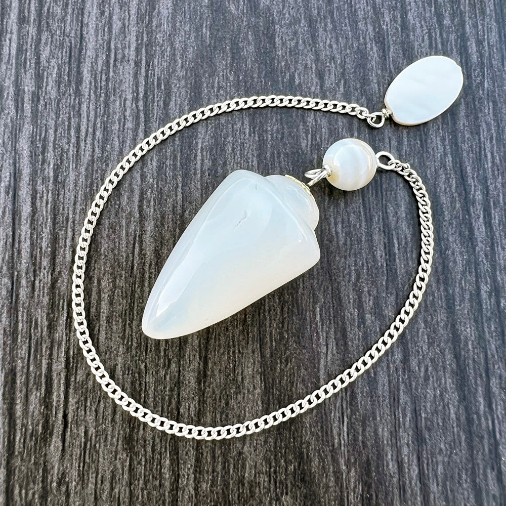 Opalite, White Onyx and Mother-of-Pearl Teardrop Pendulum GP-108
