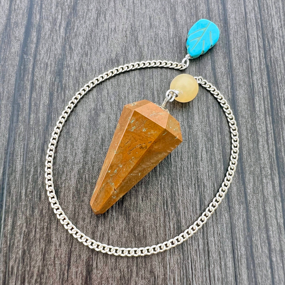 Camel Agate, Calcite and Turquoise Faceted Pendulum GP-154