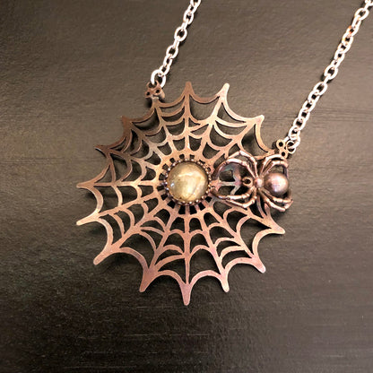 The Spider's Treasure - Orb Web Pendant Necklace