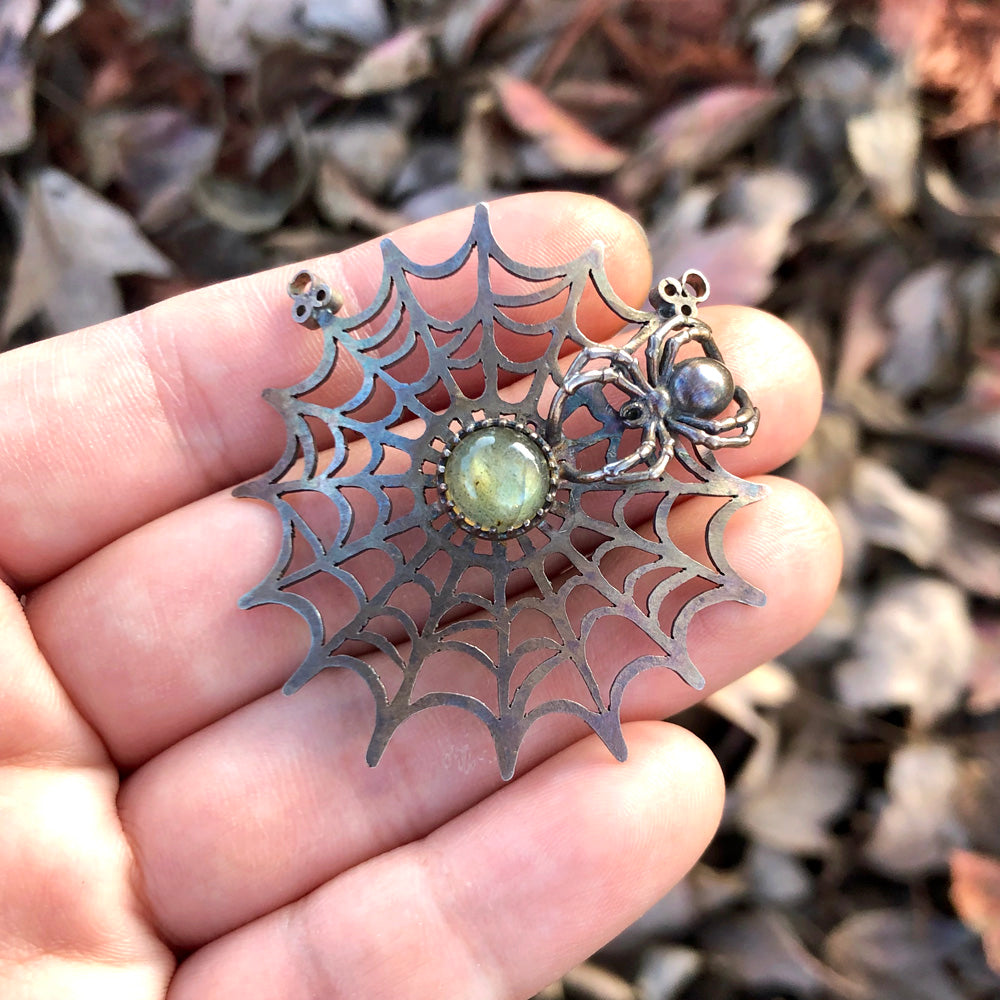 The Spider's Treasure - Orb Web Pendant Necklace