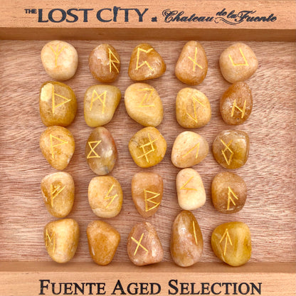 Golden Quartz Elder Futhark Rune Set