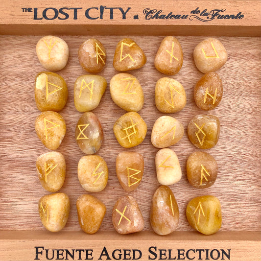 Golden Quartz Elder Futhark Rune Set