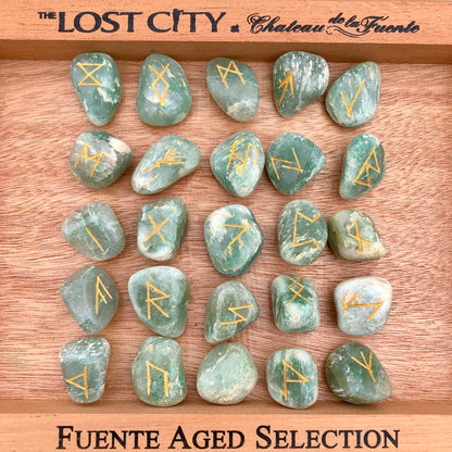 Green Aventurine Elder Futhark Rune Set