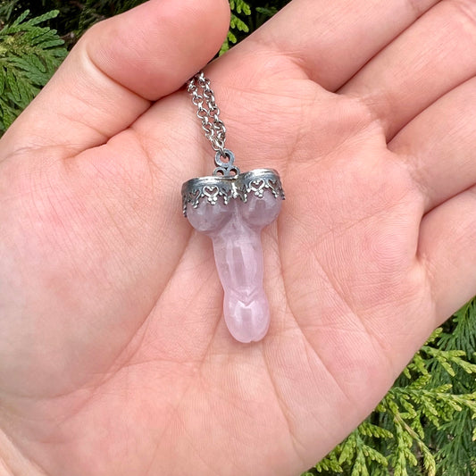 Don't Be A Dick Rose Quartz Pendant Necklace