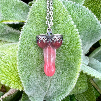 Don't Be A Dick Cherry Quartz Pendant Necklace