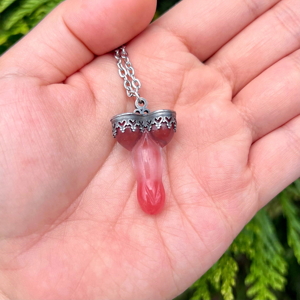 Don't Be A Dick Cherry Quartz Pendant Necklace