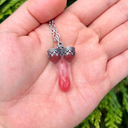 Don't Be A Dick Cherry Quartz Pendant Necklace