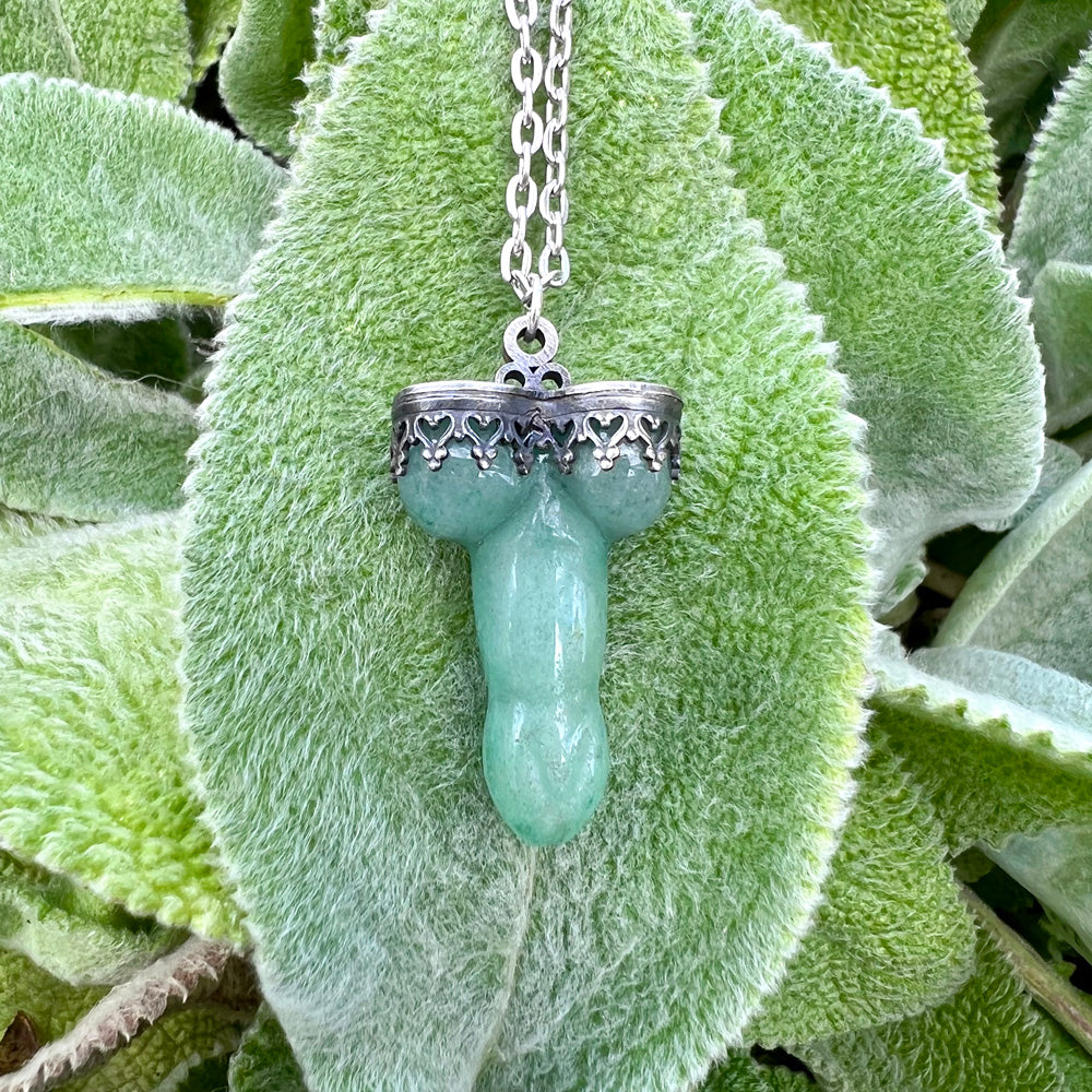 Don't Be A Dick Green Aventurine Pendant Necklace