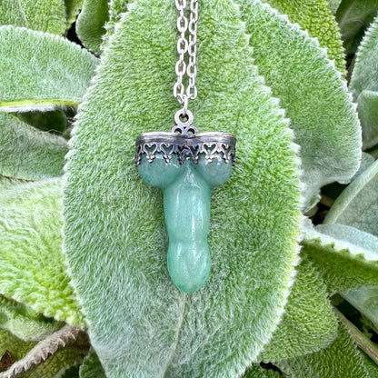 Don't Be A Dick Green Aventurine Pendant Necklace
