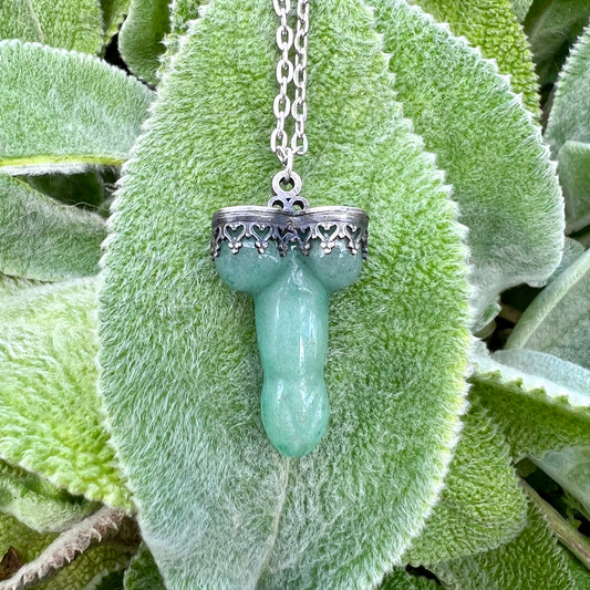 Don't Be A Dick Green Aventurine Pendant Necklace