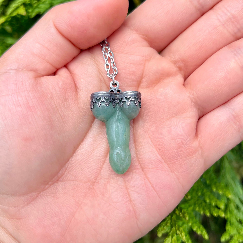 Don't Be A Dick Green Aventurine Pendant Necklace