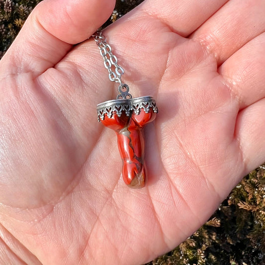 Red Sesame Jasper Don't Be A Dick Pendant Necklace CG-2023-A-1