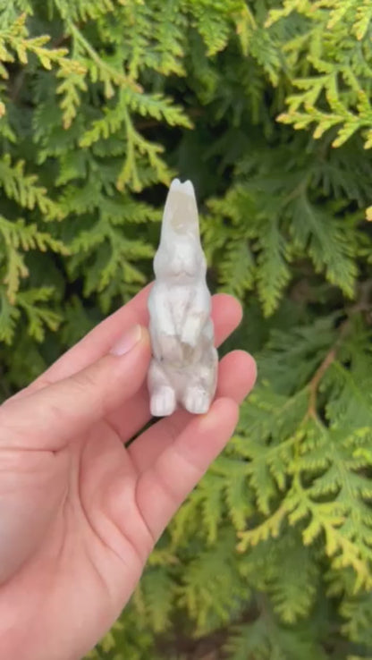 Flower Agate Bunny Totem Figurine CC-001-H
