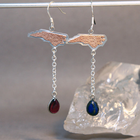 NC State Garnet and Lapis Lazuli Earrings