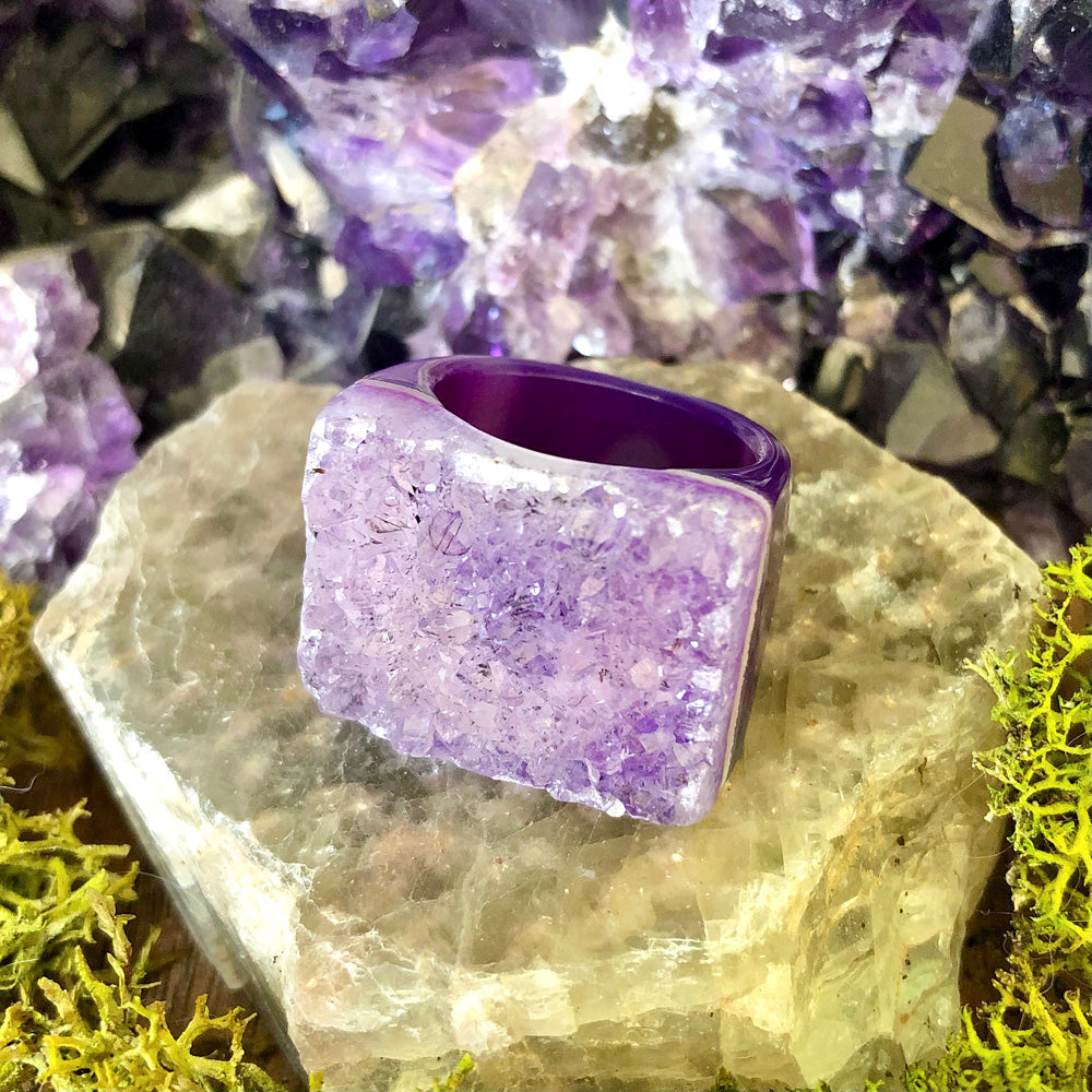 Violet Snow Rock Candy Ring US 8 RCR-045