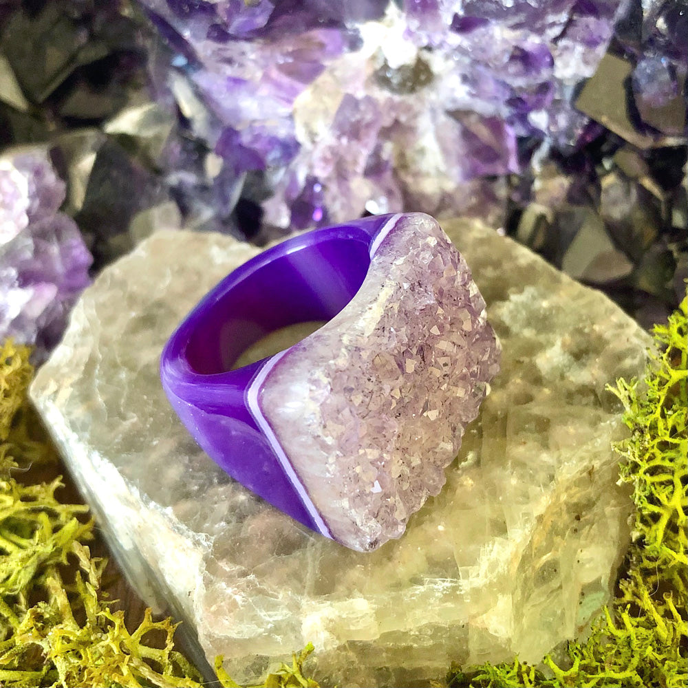 Violet Snow Rock Candy Ring US 8 RCR-045
