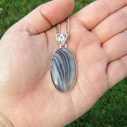 Natural Onyx Oval Classic Sterling Silver Pendant SP-005