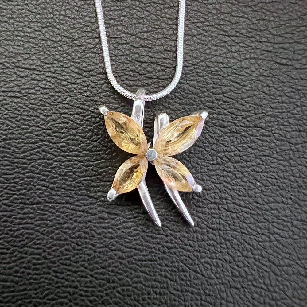 Citrine Butterfly Sterling Silver Pendant SP-019-C