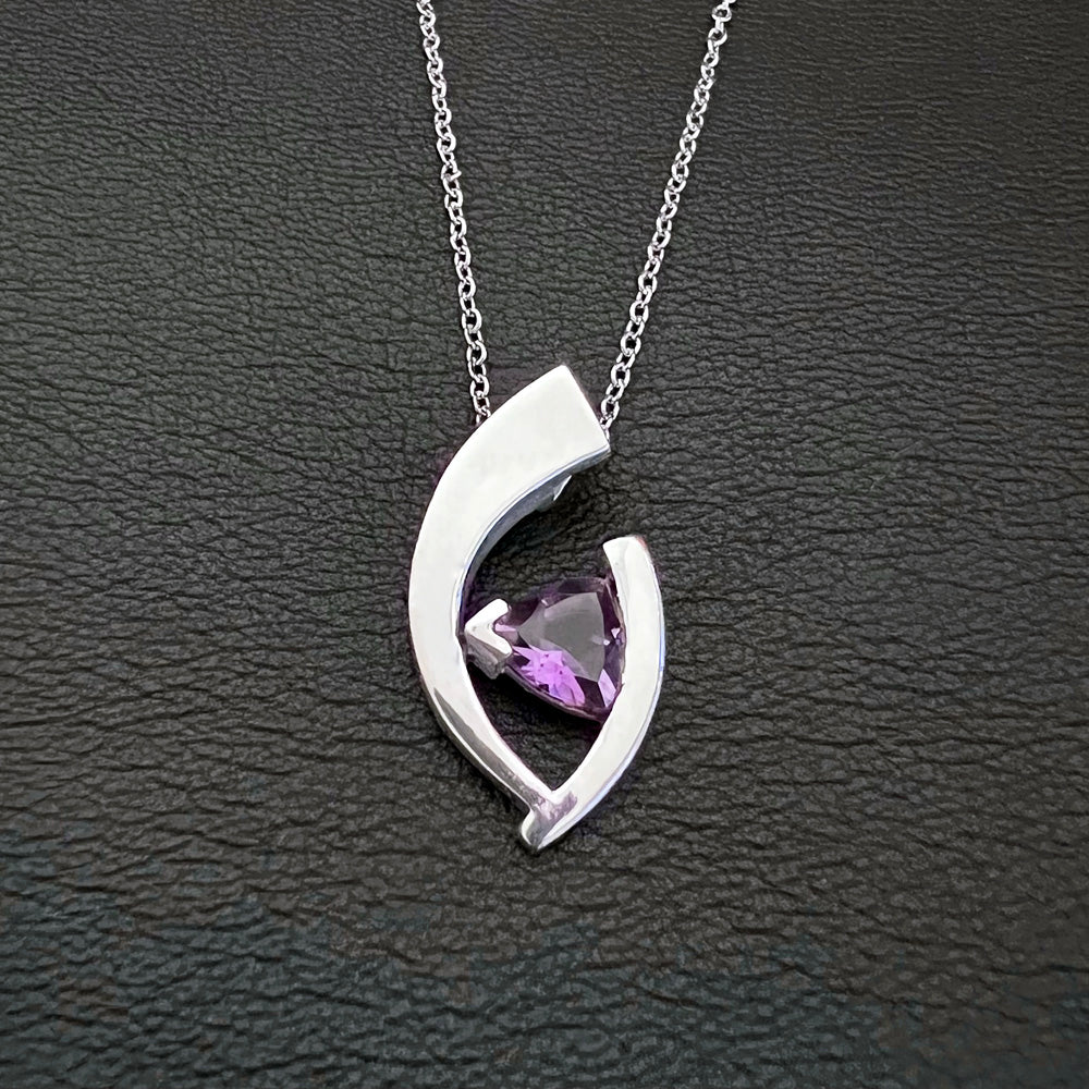 Amethyst Contemporary Curves Sterling Silver Pendant SP-021-B
