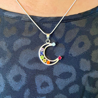 Crescent Moon Chakra Sterling Silver Pendant SP-028
