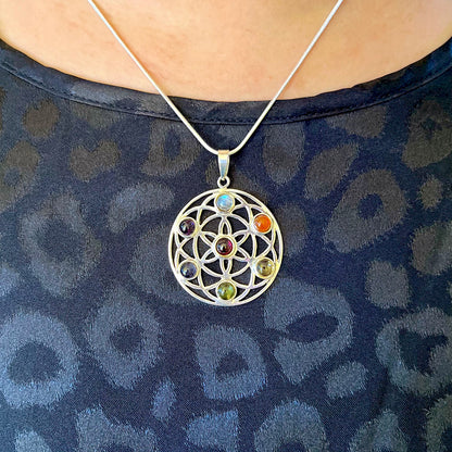 Flower of Life Chakra Sterling Silver Pendant SP-031