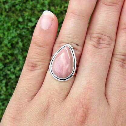 Pink Opal Teardrop Classic Sterling Silver Ring US 5.5 SS-020