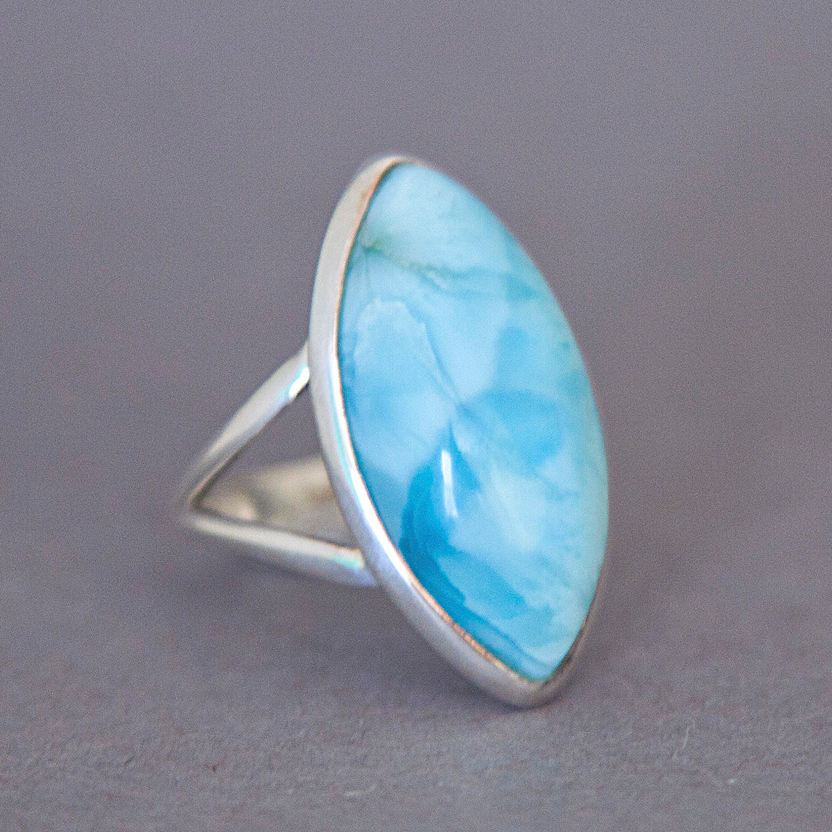Larimar Marquise Classic Sterling Silver Ring US 5.5 SS-060