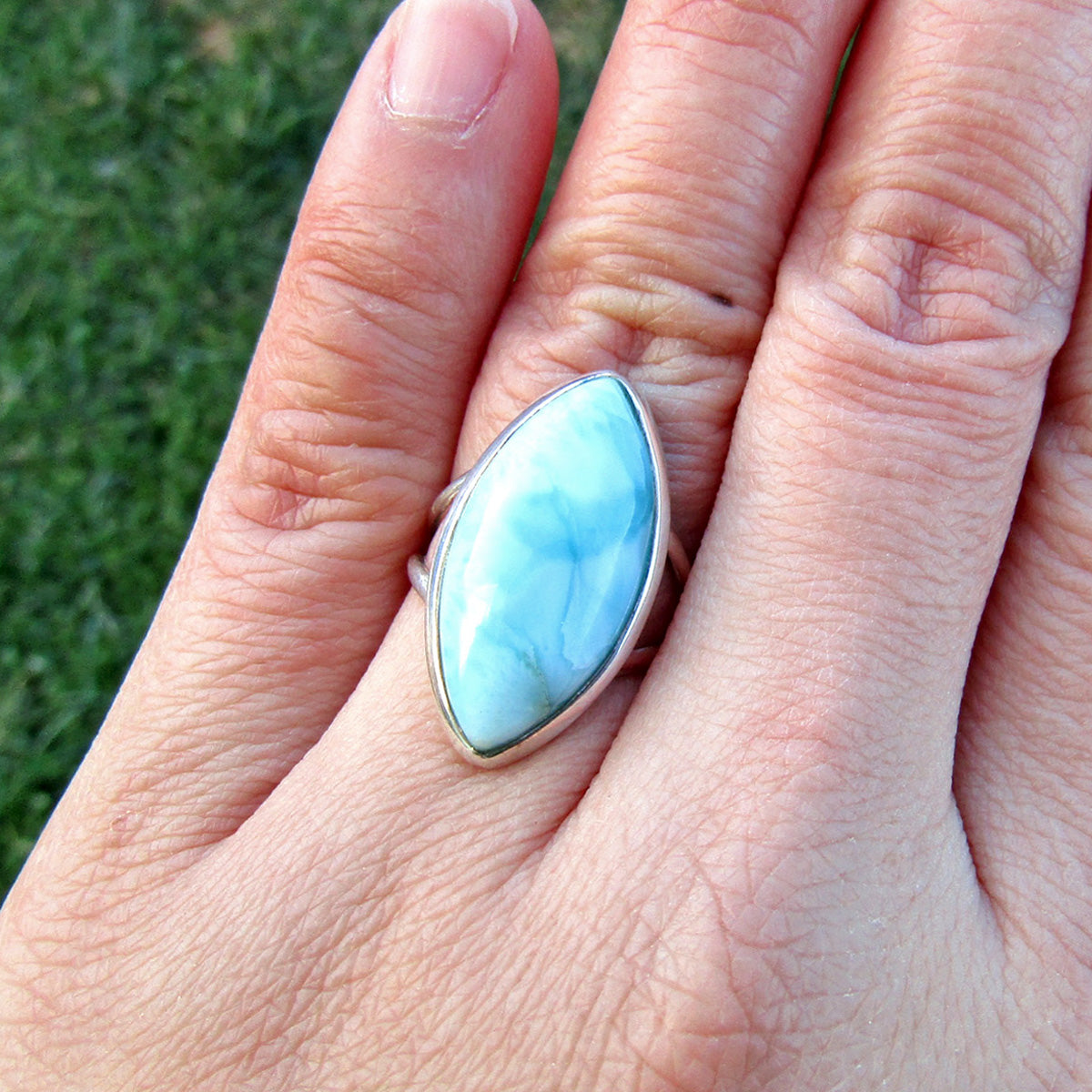 Larimar Marquise Classic Sterling Silver Ring US 5.5 SS-060