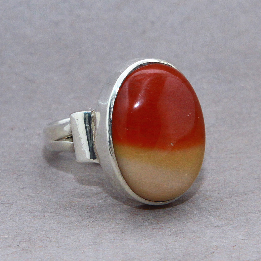 Mookaite Jasper Oval Classic Sterling Silver Ring US 7.5 SS-066